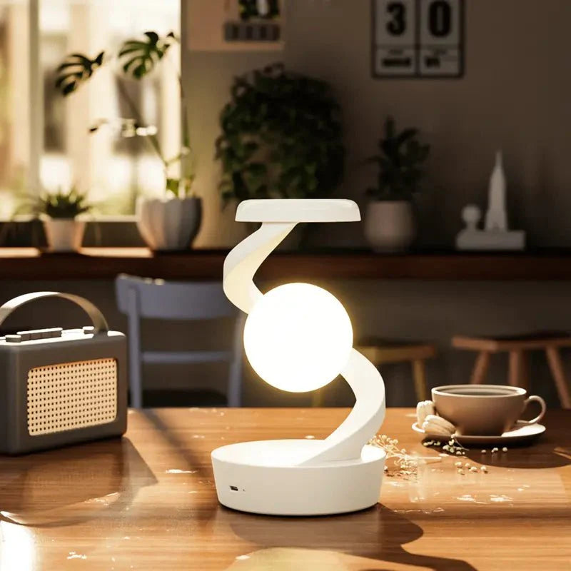 Levitating Moon Lamp – Gesture Control & Wireless Charging - Luminoya