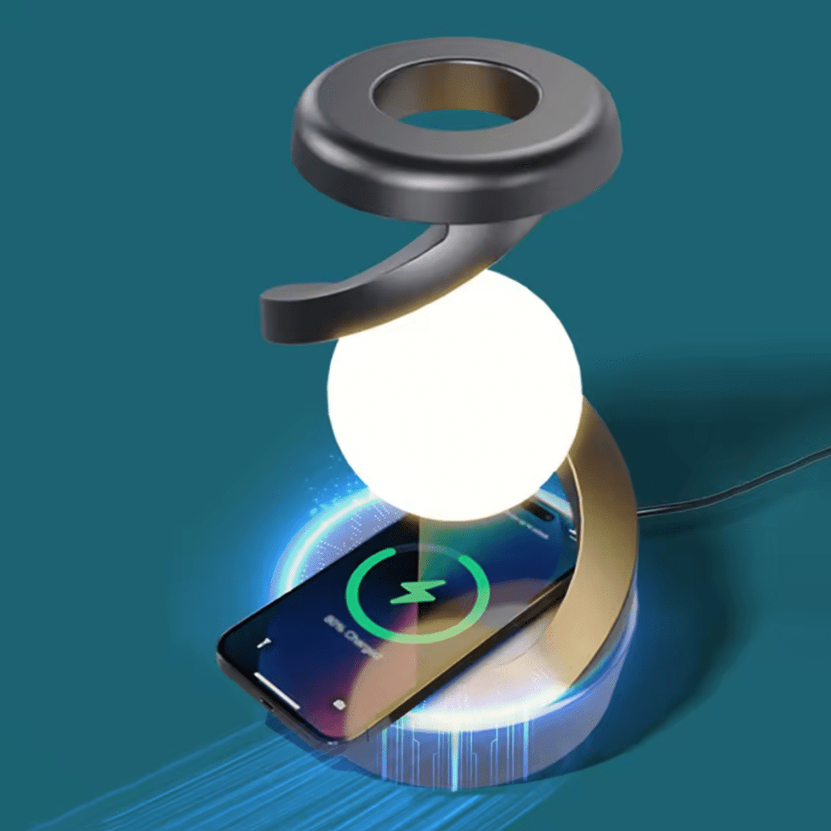 Levitating Moon Lamp – Gesture Control & Wireless Charging - Luminoya